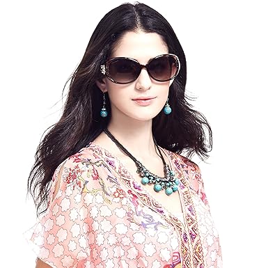 Amazon レンサン Liansanサングラス ゴールデンフラワー付き