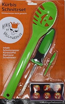 KING OF HALLOWEEN.DE-9 Teilig-inkl 6Schnitzvorlagen-Halloween Deco-einfache Kürbis Deko-Halloween Party-Kürbis Schnitzset -fü
