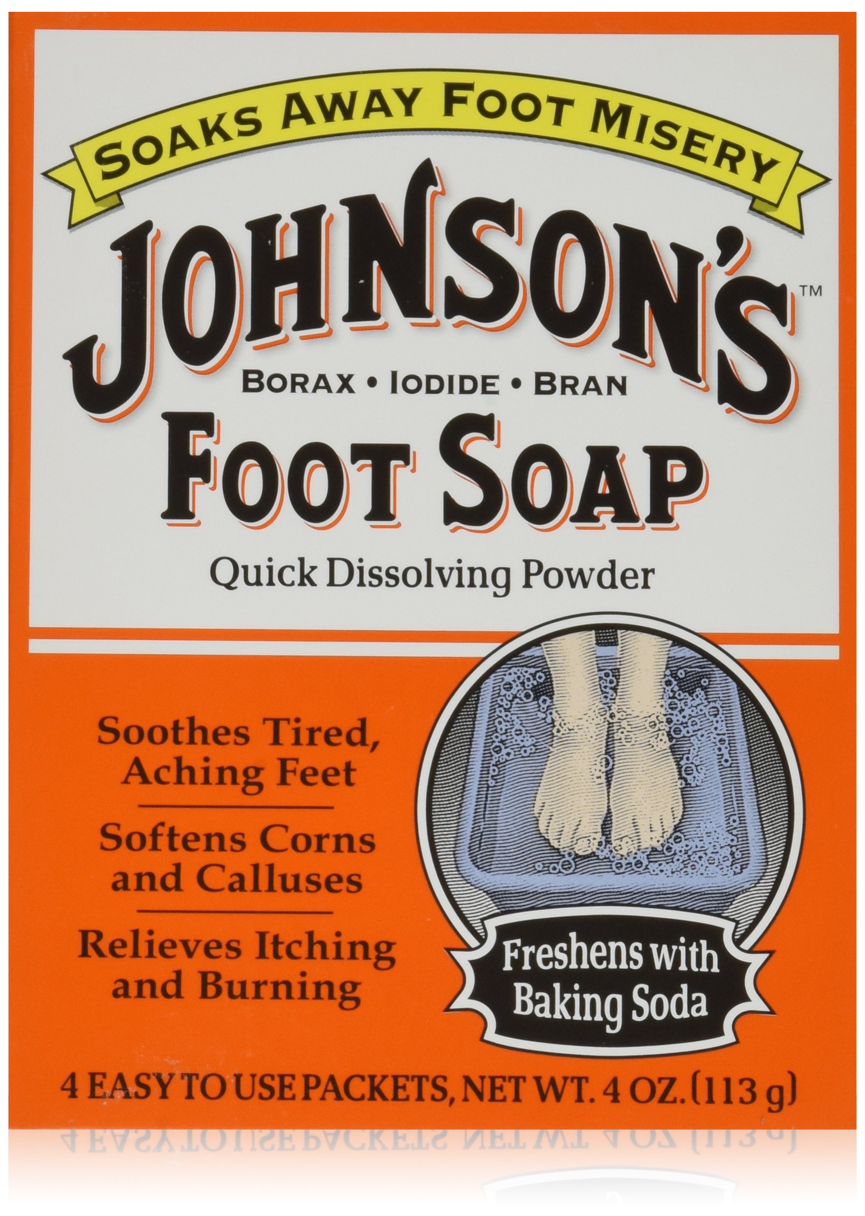 Johnson's Foot Soap Quick Dissolving Powder, Pack of 6 (24