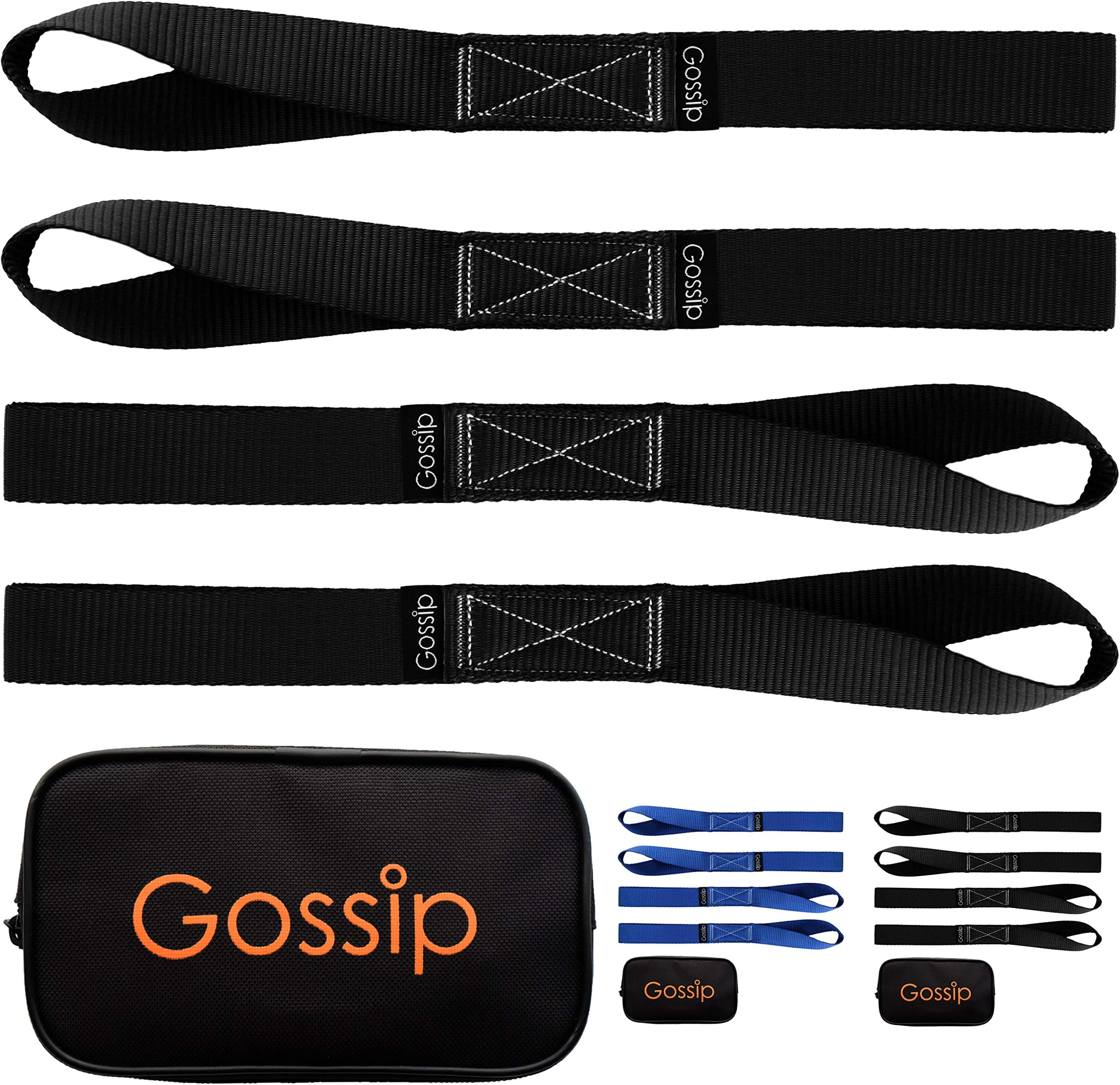 GOSSIP Soft Loop Motorcycle Tie Down Straps 1.5 x 18 inches - Black - 10000 lb Load Capacity - 4 Pack Tie-Down Loops in Storage Bag – Secure Trailering of Bikes, ATV, UTV, Lawn Equipment