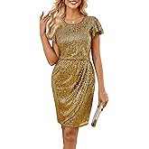 GRACE KARIN Women's Sparkly Sequin Dress Cap Sleeve Party Cocktail Holiday Dress Elegant Glitter Sparkly Dresses for Women