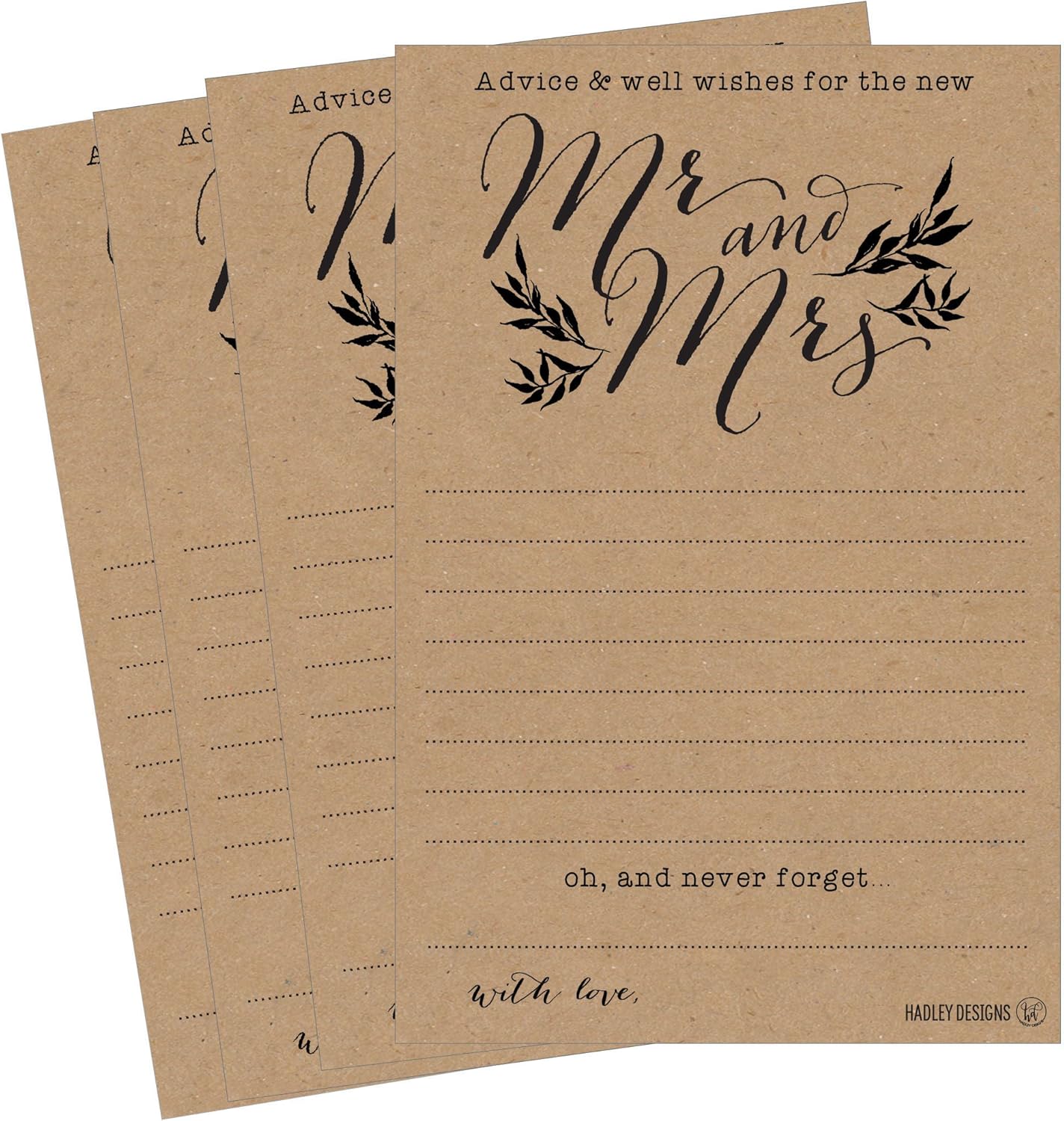 50 4x6 Kraft Rustic Wedding Advice & Well Wishes For The Bride and Groom Cards, Reception Wishing Guest Book Alternative, Bridal Shower Games Note Marriage Advice Bride To Be, Best Wishes For Mr & Mrs