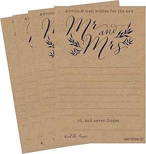 50 4x6 Kraft Rustic Wedding Advice & Well Wishes For The Bride and Groom Cards, Reception Wishing Guest Book Alternative, Bridal Shower Games Note Marriage Advice Bride To Be, Best Wishes For Mr & Mrs