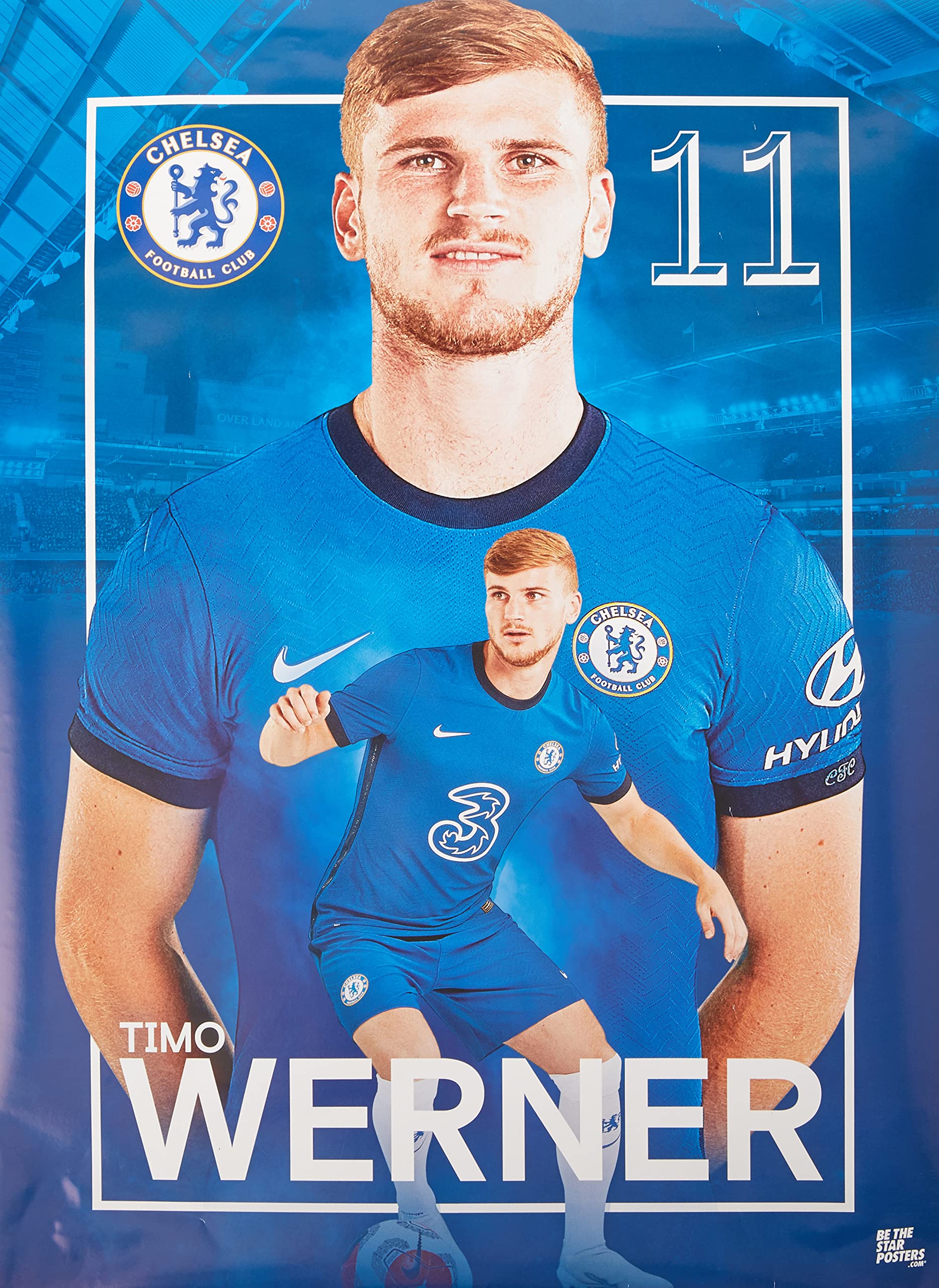 Be The Star Posters Chelsea FC 2020/21 Timo Werner A2 Football Poster/Print/Wall Art - Officially Licensed Product - Available in Sizes A3 & A2 (A2) blue