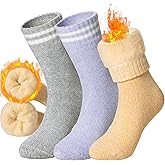 DoSmart Womens Warm Thermal Socks Winter Ski Extra Thick Insulated Heated Crew Boot Socks for Cold Weather 3 Pairs