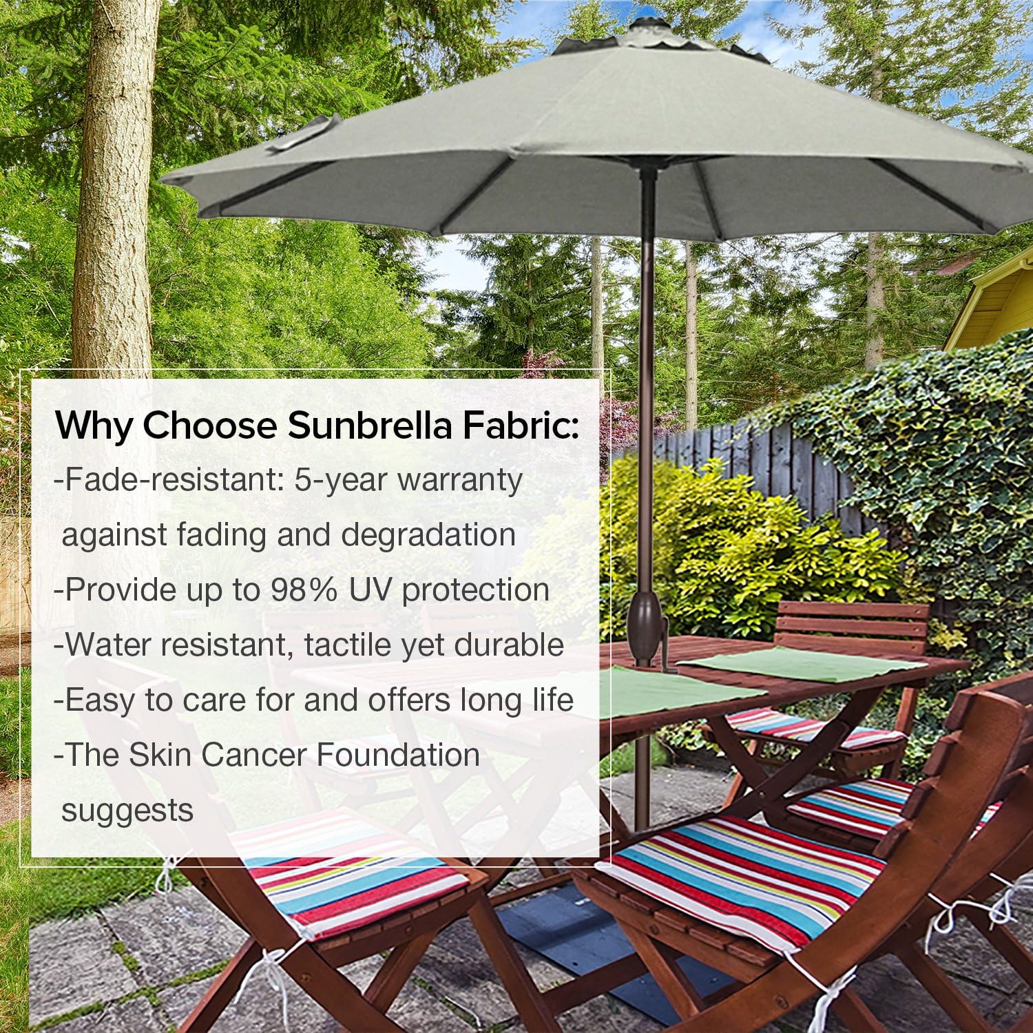 Amazon Com Abba Patio Sunbrella Patio Umbrella 9 Feet Outdoor Market Table Umbrella With Auto Tilt And Crank Canvas Granite Garden Outdoor