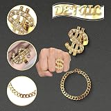 PGKDYC 4Pcs Gold Digger Costume Dollar Necklace Pound Glasses Rapper Hip Hop Set view 4