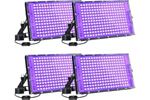 MEEKBOS 4 Pack 150W LED Blacklight, UV Black Lights for Glow Party, IP65 Waterproof Outdoor UV Floodlight for Black Light Par