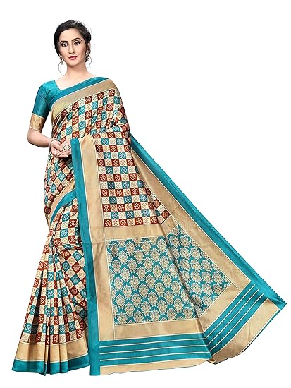 TDC Games silk with blouse piece Saree (SMALL CHEKS, Free Size)