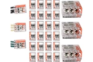 Harrier Hardware 50-Pack Quick Push-in Electrical Wire Connectors, 22-12 AWG Gauge Solid, 3-Port for Junction Wiring Outlet Boxes