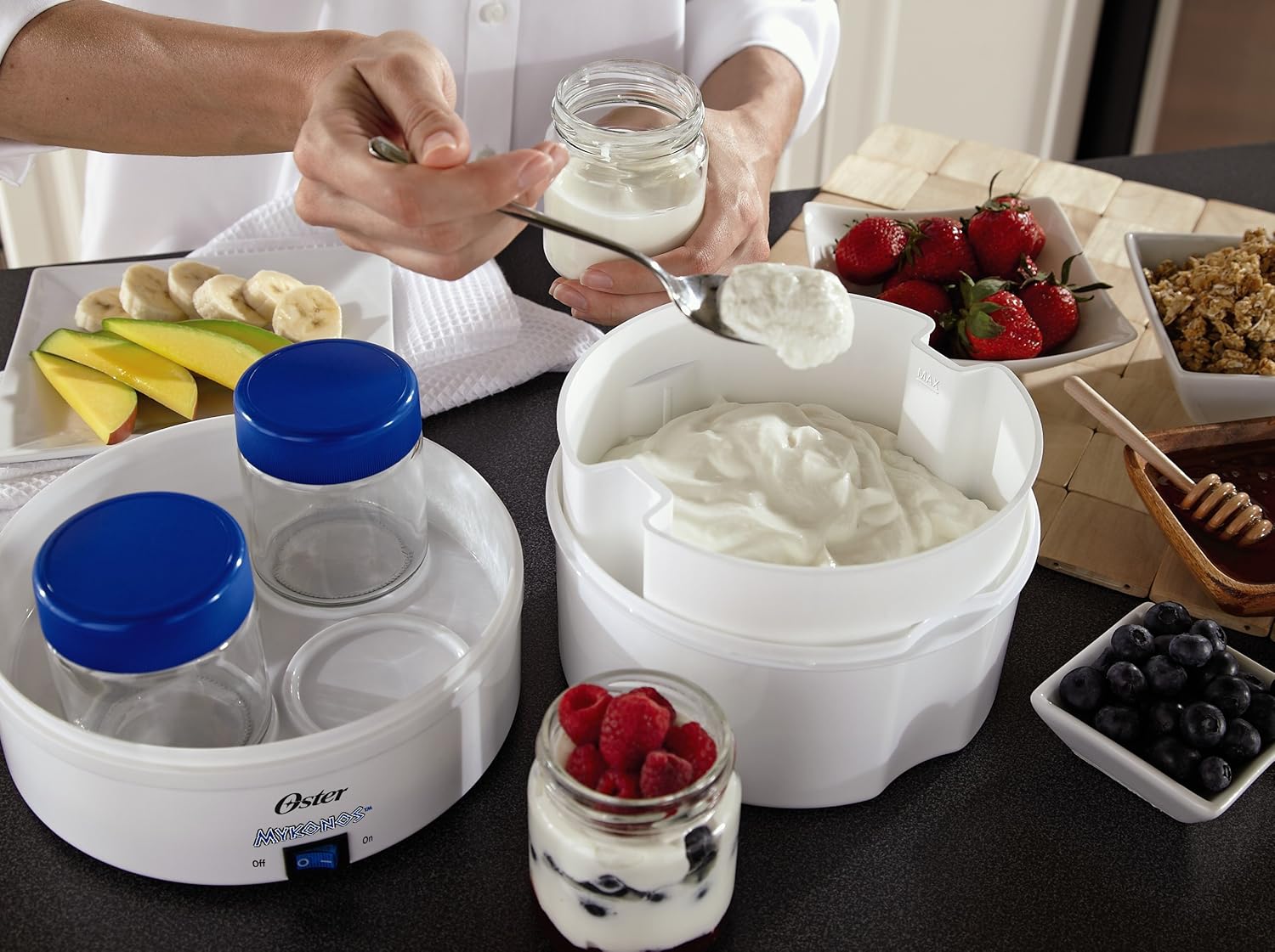 Oster CKSTYM1001 Mykonos Greek Manual Yogurt Maker, 1-Quart: Kitchen & Dining