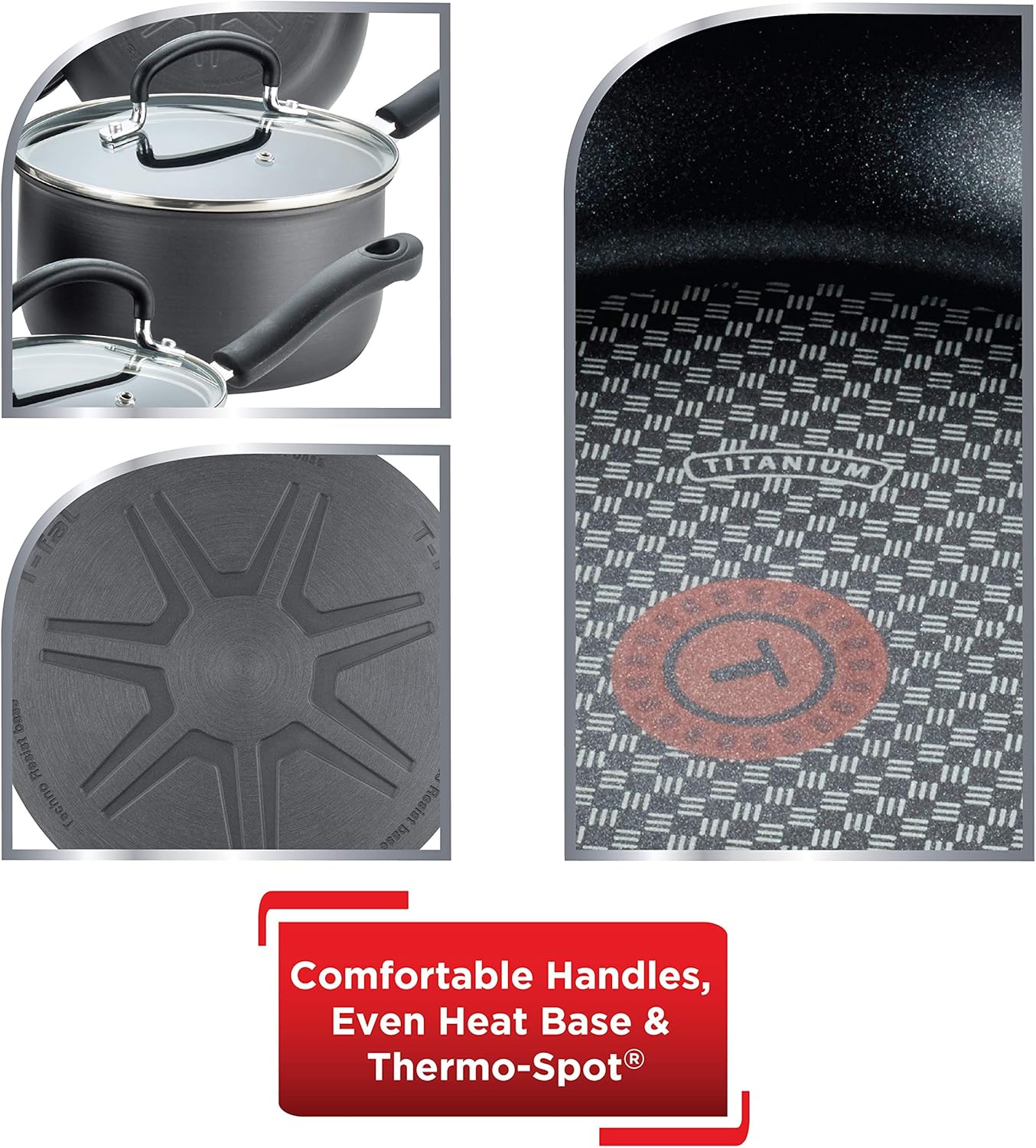T-fal Ultimate Hard Anodized Nonstick 17 Piece Cookware Set, Black: Kitchen & Dining