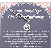 PLITI Daughter Pregnancy Necklace Mommy To Be Jewelry Pregnancy Announcement Gift New Mom Gift Feet Pendant