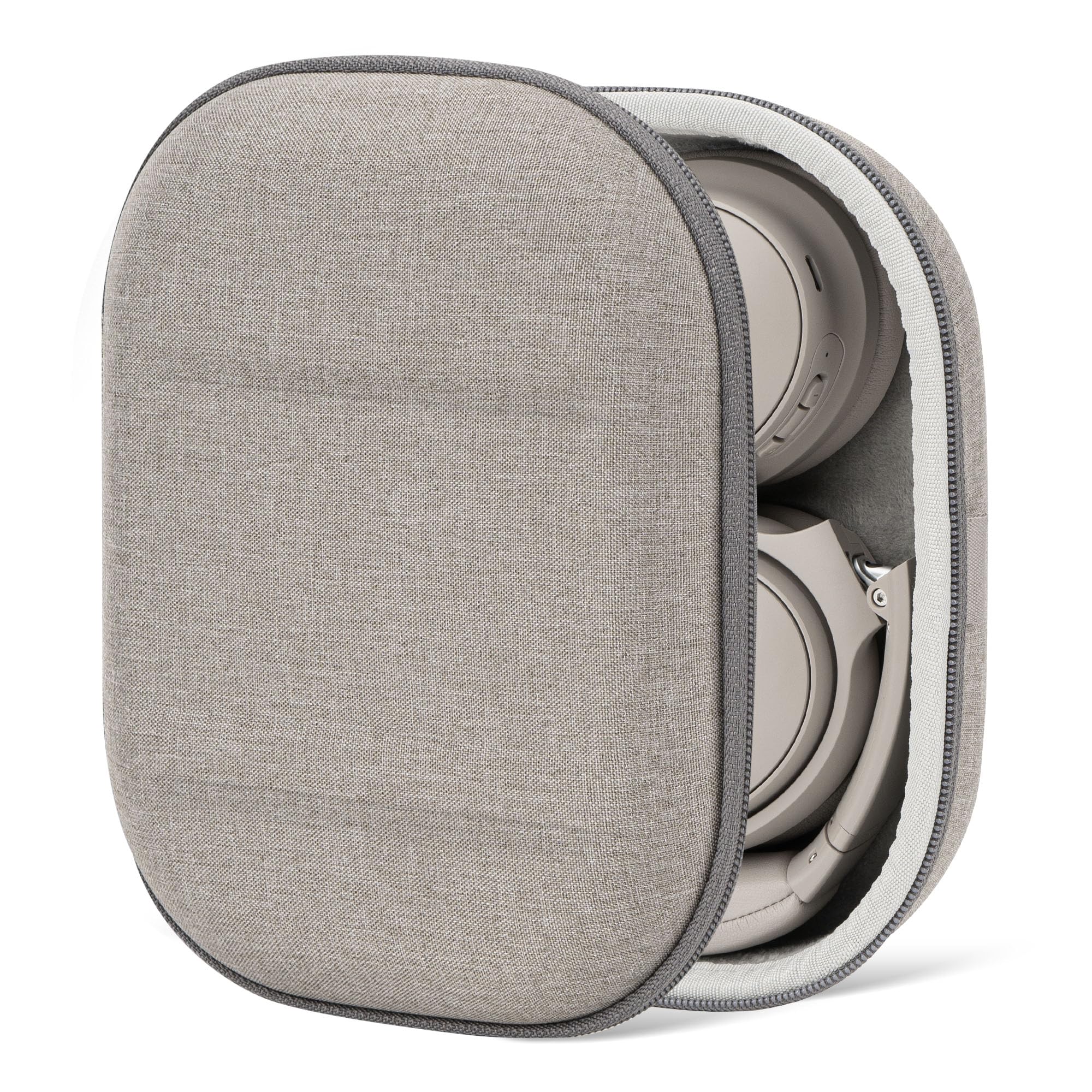 Geekria Shield Headphones Case Compatible with Bose QC Ultra II, QC Ultra, QC 45, QC 35 II, QC 25, QC 2, QC SE, Replacement Hard Shell Travel Carrying Bag with Cable Storage (Light Brown)