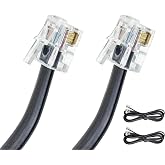 Volcora [2 Pack 5 Feet RJ11 / RJ12 Data Cable - Heavy Duty 6-Pins High-Speed Extension for Cash Register Drawer, Telephone, Modem, Fax, Printers, and More - Drawer Cable for Voice and Data