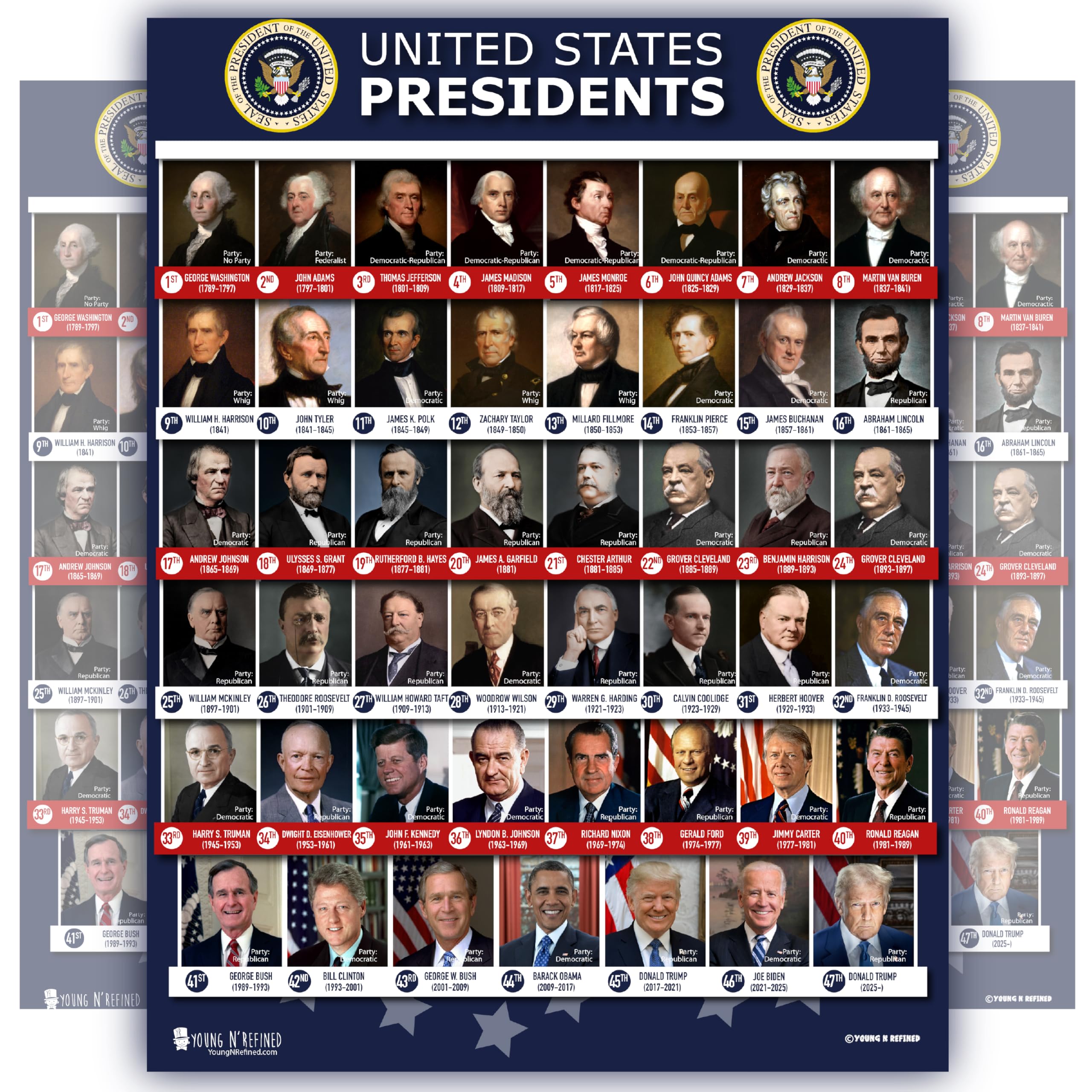All Presidents of the united states Of America LARGE 24