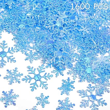 Amazon Com 1600 Pieces 3 Size Snowflakes Confetti Decorations