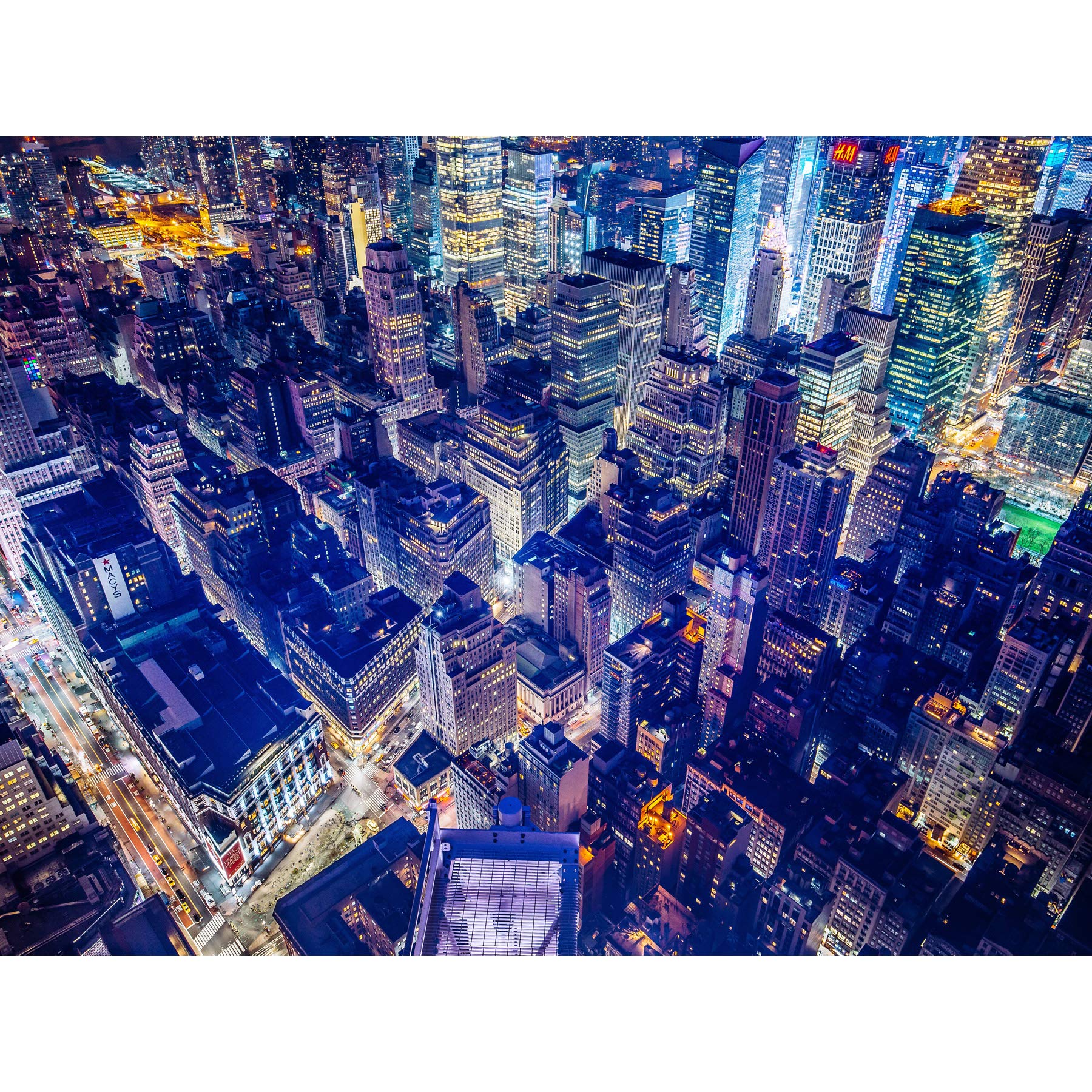 Aerial View New York Night Large Canvas Wall Art Print