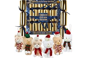 KreativeKraft Christmas Crackers No-Snap 6-Pack Mini Soft Decor Accents, Party Hats Jokes, Party Favors Christmas Decorations Holiday Gift (Multi Xmas Decor)