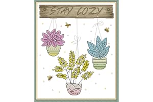 Maydear Cross Stitch Kits Stamped Full Range of Embroidery Starter Kits for Beginners DIY 11CT 3 Strands -Three Basin Flower 17.72×21.26(inch)