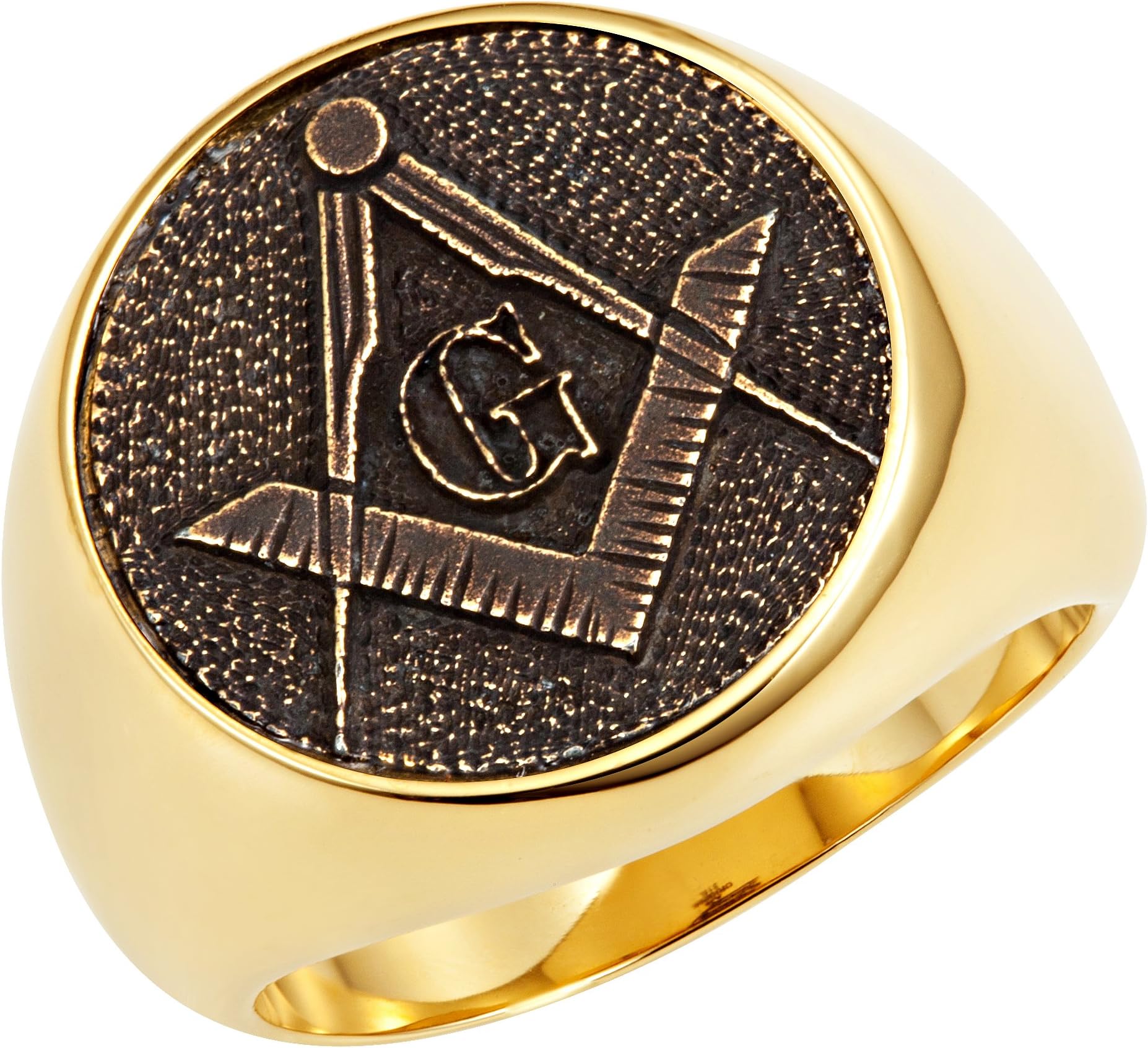 MasonicMan Stainless Steel Masonic Ring with Square and Compass in Gift Pouch
