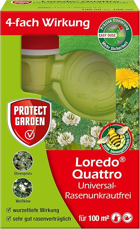 Protect Garden Universal Rasenunkrautfrei Loredo Quattro Rasen Unkrautvernichter Gegen Hartnackige Unkrauter Mit 4 Fach Wirkung 100 Ml Amazon De Garten
