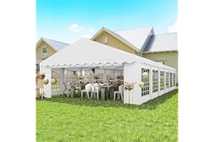 Outsunny 20' x 40' Heavy Duty Party Tent and Carport, Galvanized Outdoor Canopy Tent Event Tent with Removable Window Sidewal