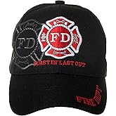 Fire Department First in Last Out Cap - Firefighter Gift - Embroidered Hat