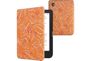 kwmobile Case Compatible with Kobo Clara 2E / Tolino Shine 4 Case - eReader Cover - Autumn White/Orange/Brown