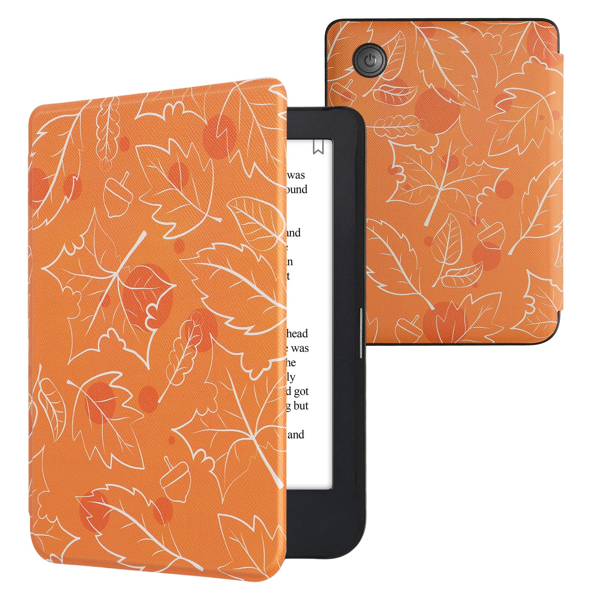 kwmobile Case Compatible with Kobo Clara 2E / Tolino Shine 4 Case - eReader Cover - Autumn White/Orange/Brown