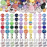 HUISUYTON 190 Pcs Beads for Pens Making, Included Rondelle Spacer Bead and 16/20mm Bubblegum Beads for Pen, Acrylic Bead for Jewelry Making, Bracelets, Beadable Pens, Christmas Gifts