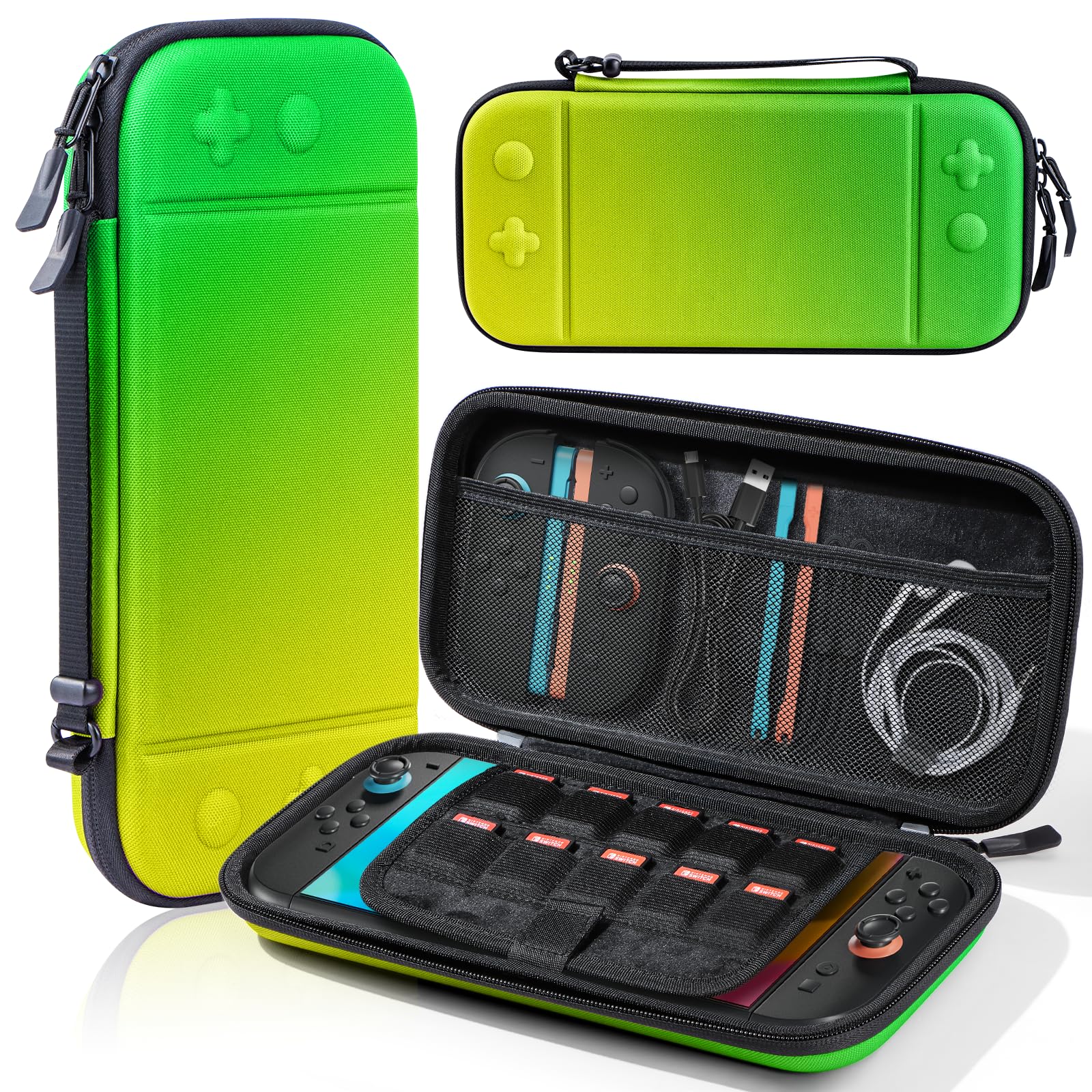 Honghao Case for Switch 2 2025 , Travel Carrying Case for Nintendo Switch 2, Protective Bag for Storage Nintendo 2 Accessories (Green Yellow)