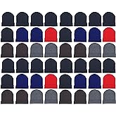 48 Pack Kids Winter Beanies, Warm Cold Weather Hats for Boys Girls Children, School Outdoors, Bulk