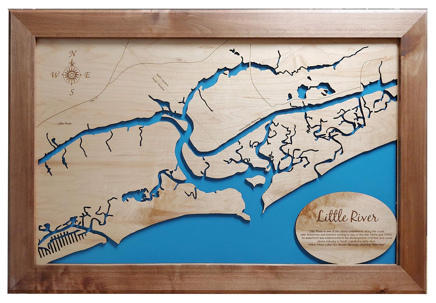 Amazon.com: Little River, South Carolina: Framed Wood Map Wall