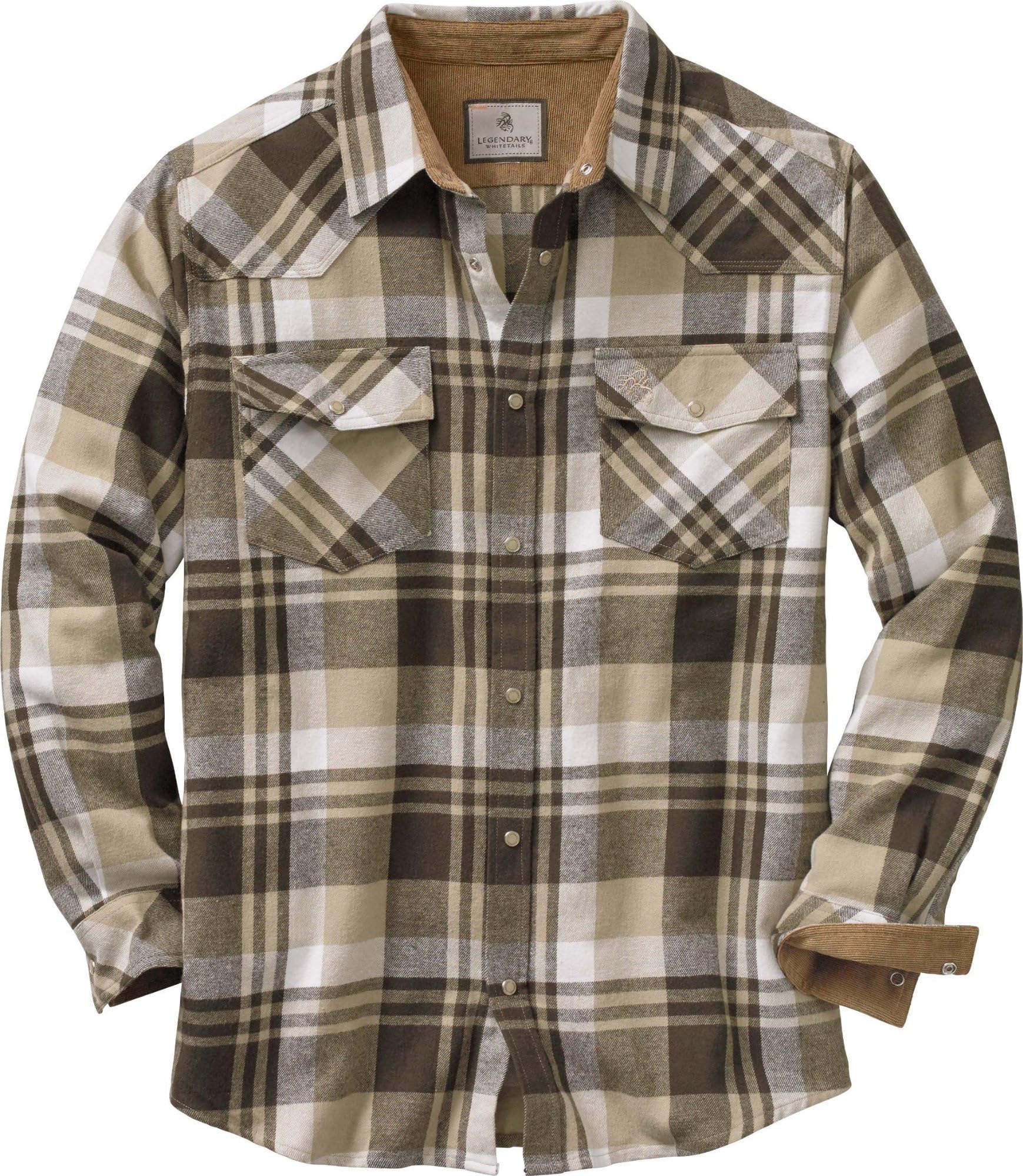 Legendary Whitetails Mens Western Flannel Shirt Button Up Brushed Cotton, Tobacco Range Plaid, 2XT Image