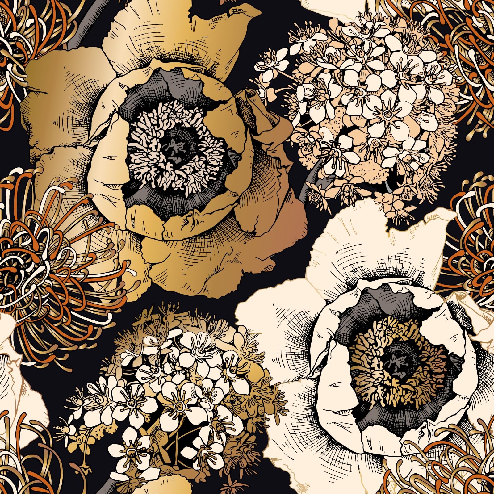 SOEWIOU 300 * 45cm Brown Floral Peel and Stick Wallpaper, Thicken Removable Waterproof Contact Paper for Living Room, Bedroom, Washroom, Cabinet Wall