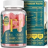 Lazpowfi Biotin Gummies -Hair Skin and Nails Vitamins for Men & Women, Vegan Vitamin B7, Supports Hair Growth and Stronger Nails,30 Day Supply - Raspberry-60 Count