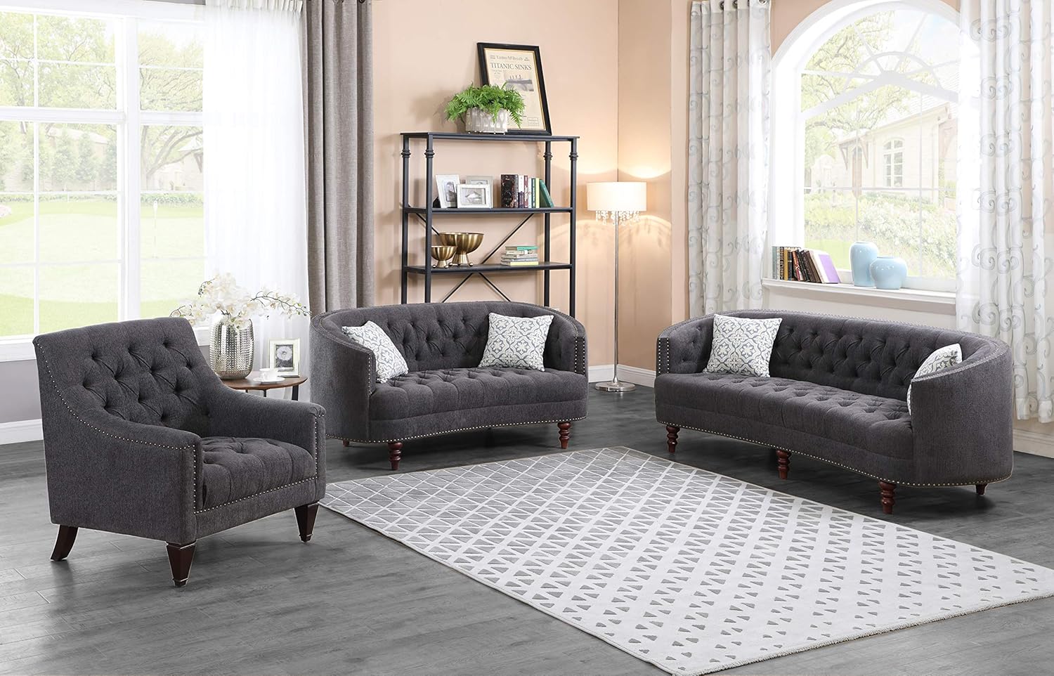 Best Master Furniture Farah Contemporary 3 pcs Tufted Linen