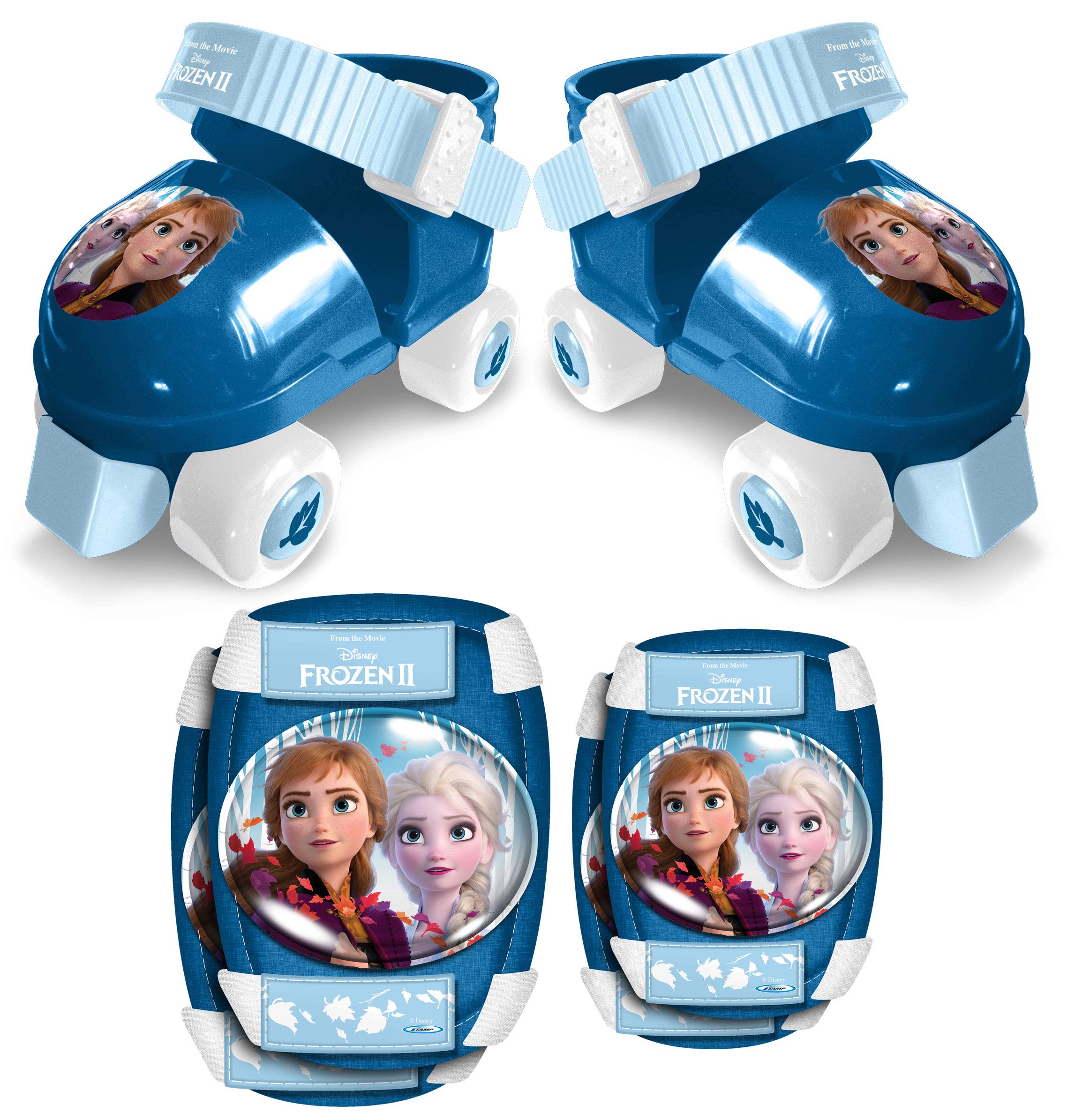 Stamp - RN244035 - Set of Roller Skates + Knee Pads - Disney Anna Elsa - Blue and White