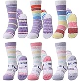 MQELONG Kids Non Slip Fuzzy Socks Girls with Grips Slipper Socks Cozy Fluffy Winter Warm Crew Gift Socks 6 Pack