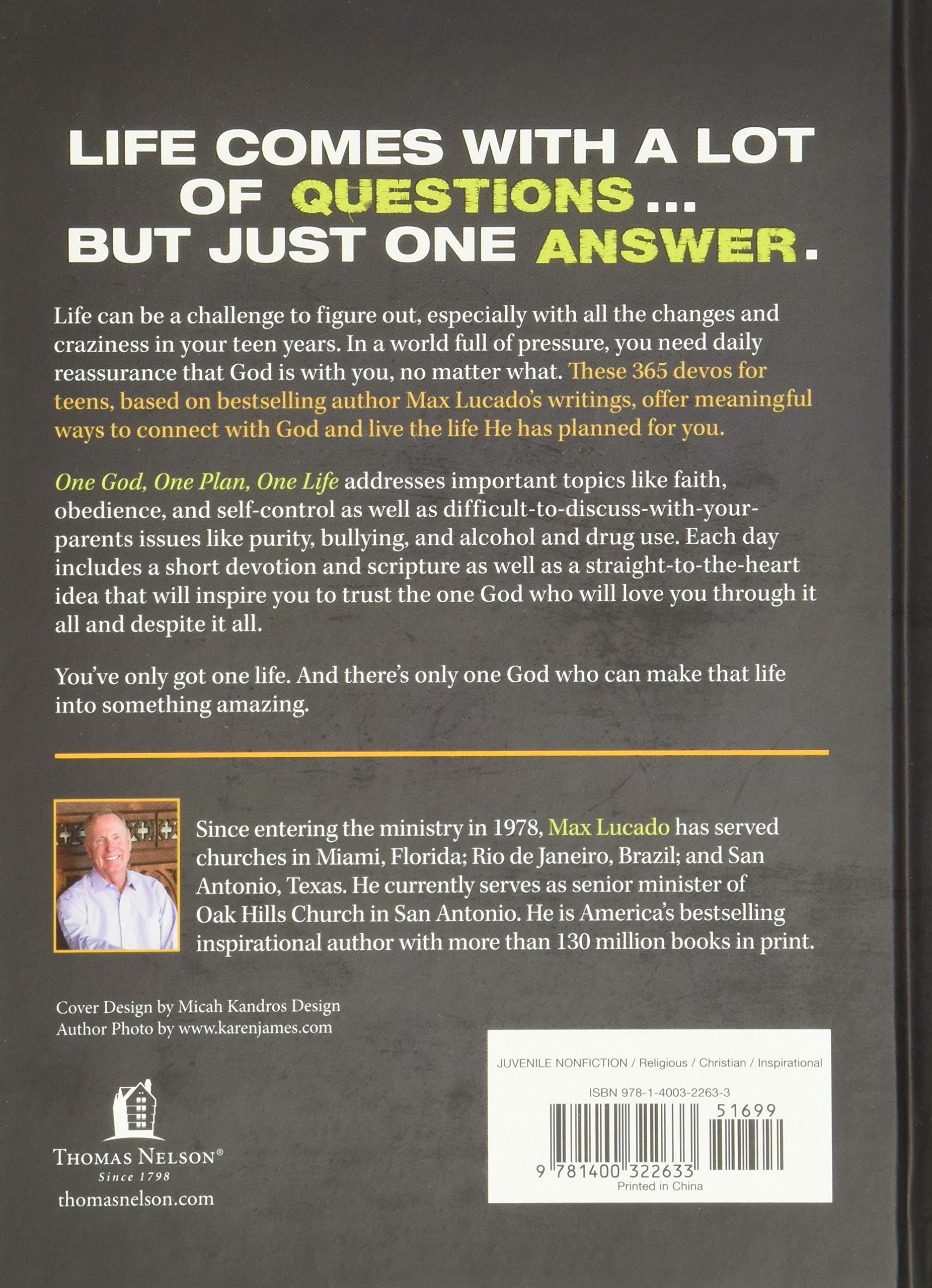 One God One Plan One Life A 365 Devotional Lucado Max Amazon De Bucher