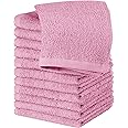 Utopia Towels 12 Pack Cotton Washcloths Set - 100% Ring Spun Cotton, Premium Quality Flannel Face Cloths, Highly Absorbent and Soft Feel Fingertip Towels (Pink)