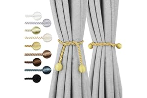 Nieffeiy Curtain Tiebacks Outdoor Elegant Decorative Tie Backs Modern Rope Tiebacks for Drapes Window Curtain Holdbacks for Draperies (Gold, 2)