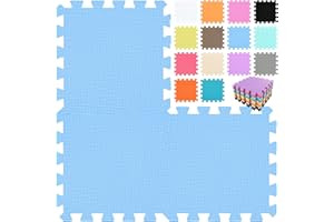 qqpp EVA Rubber 18 Tiles Interlocking Puzzle Foam Floor Mats - Baby Play Mat for Playing | Exercise Mat for Home Workout. Blue. QC-Gb18N