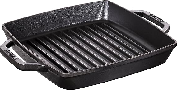 Staub 40511-783-0 Grillpfanne, rechteckige mit zwei Griffen, 33 cm, Gusseisen, schwarz