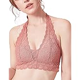 Luna & Sun Soft Sexy Breathable Wirefree Lace Padded Halter Bralette (for A-C Cups)