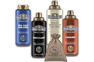 Ghirardelli Sauce Variety Pack - 4 Flavors Black Label Chocolate, Caramel, Sea Salt Caramel & White Chocolate by Stuff Your Sack