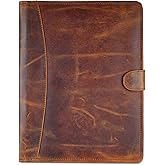 CestAntiQ, Leather Padfolio Legal Pad Portfolio Organizer | Handmade Executive Notebook Binder | Heavy Duty Full Grain Cow Hide Resume Interview Folio for Men Women, Rustic NoteBook Folder (brown)