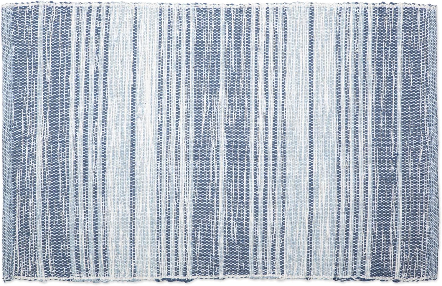 2 X 3 French Blue Varigated Stripe Living Room Dii Contemporary Reversible Machine Washable Recycled Yarn Area Rug For Bedroom And Kitchen Area Rugs Home Urbytus Com