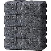Luxury White Bath Towels Large - 100% Soft Cotton 700 GSM | Absorbent Hotel Bathroom Towel | 27 inch X 54 inch | Set of 4 | Gray